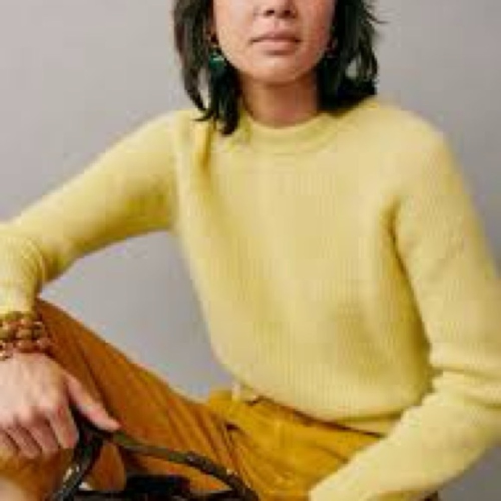 Sezane Yellow Crew Neck Sweater